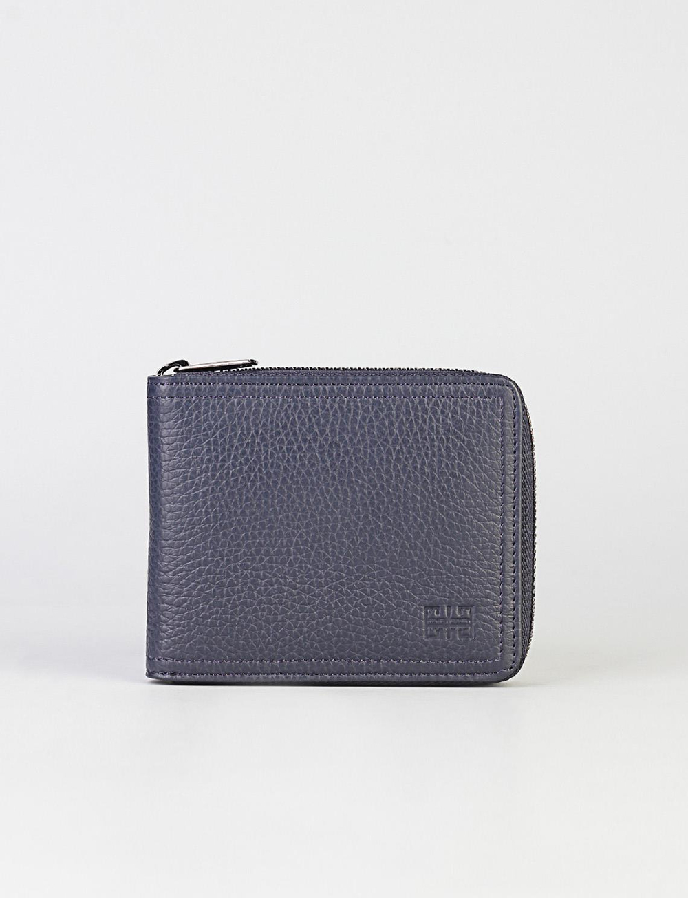 Men Navy Blue Genuine Leather Wallet