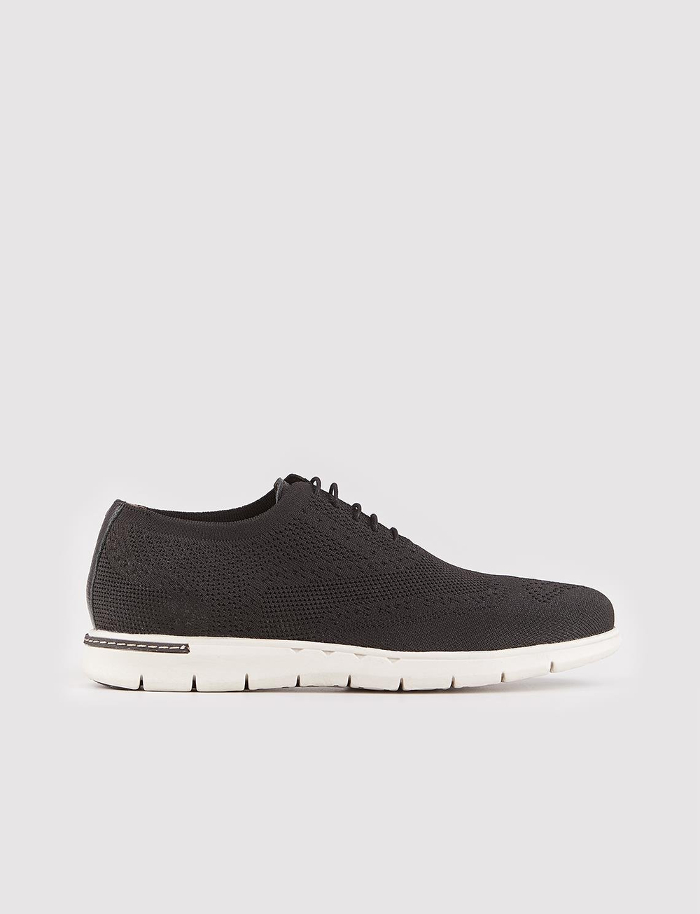 Men Black Lace Up Casual Knit Shoes