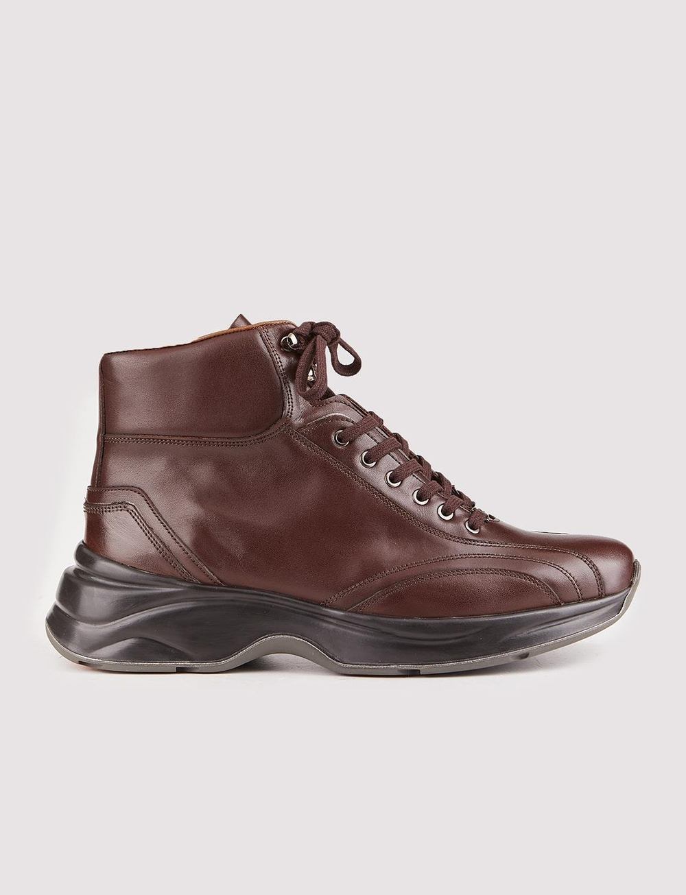 Men Brown Genuine Leather Side Zip Boots