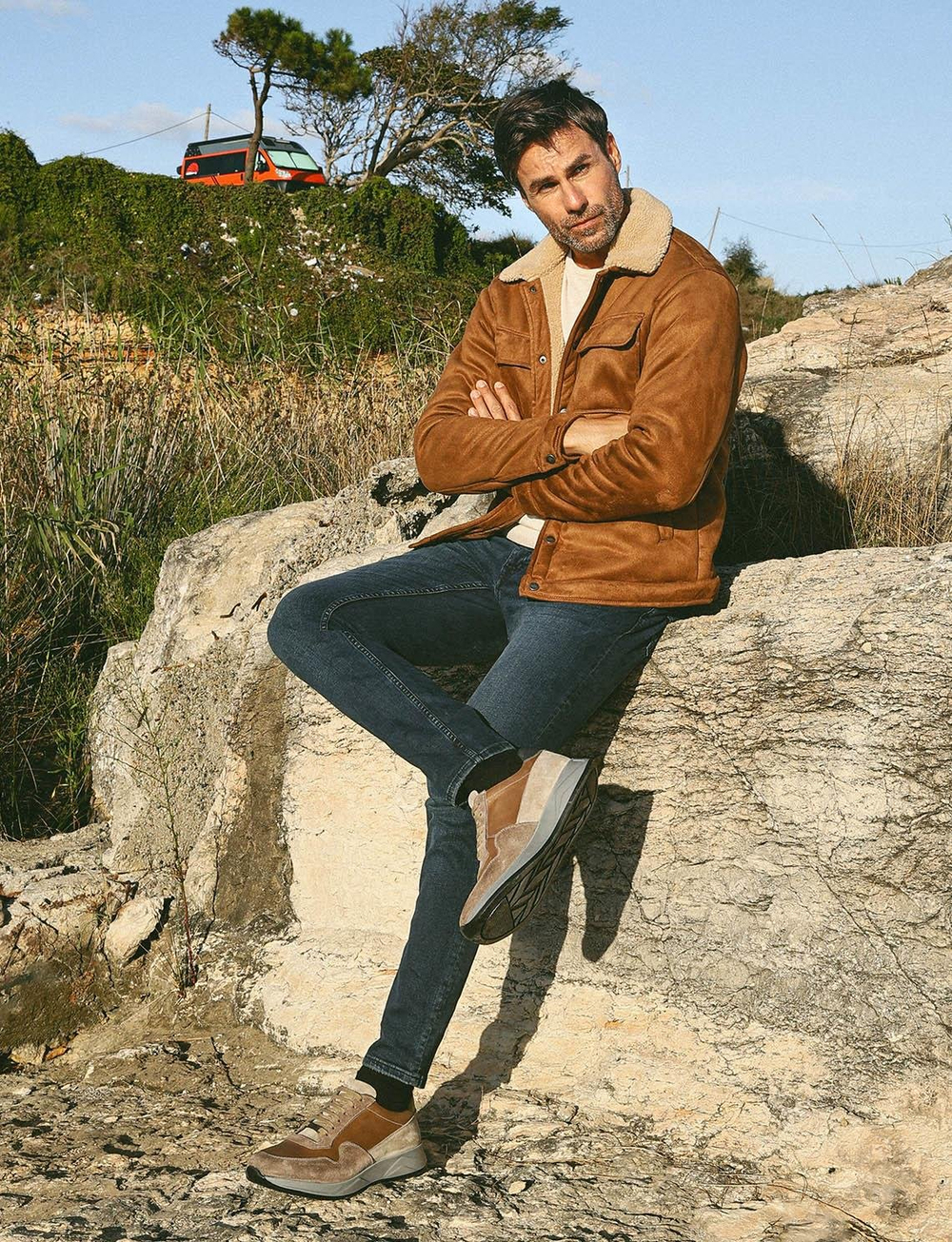 Men Brown Genuine Leather Lace Up Sneakers