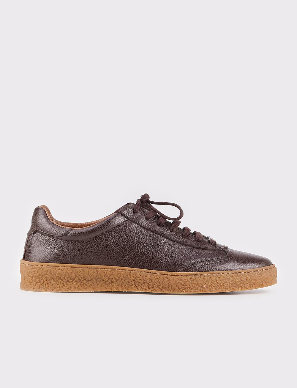 Hakiki Deri Kahverengi Bağcıklı Erkek Spor Sneaker Ayakkabı