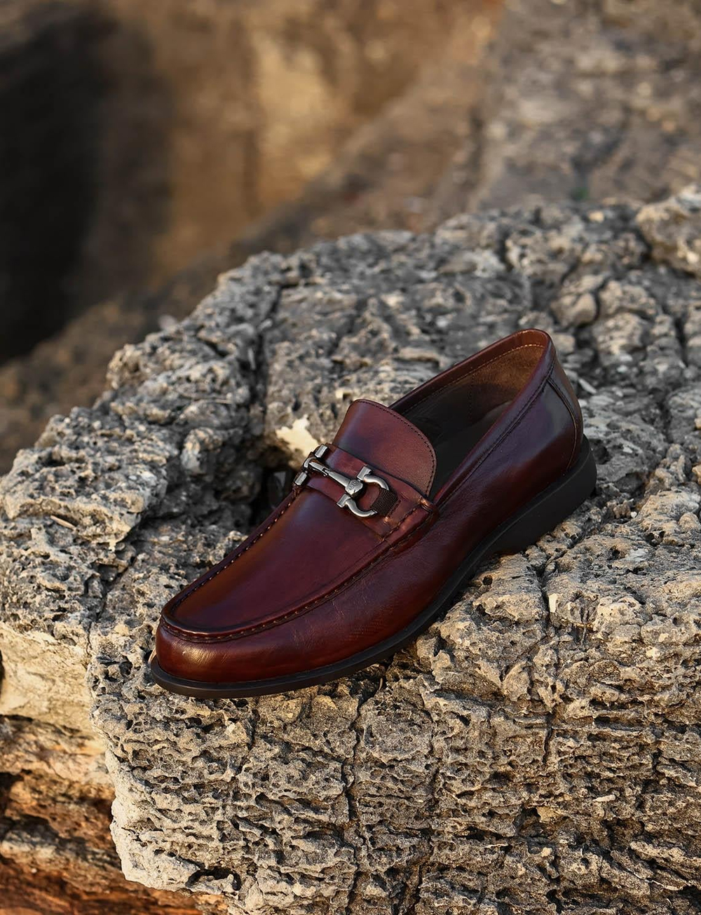 Hakiki Deri Kahverengi Toka Aksesuarlı Erkek Loafer Ayakkabı