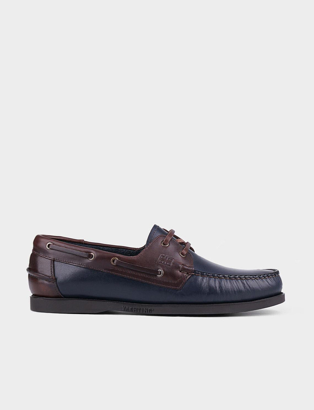 Men Navy Blue Genuine Leather Boat Shoes