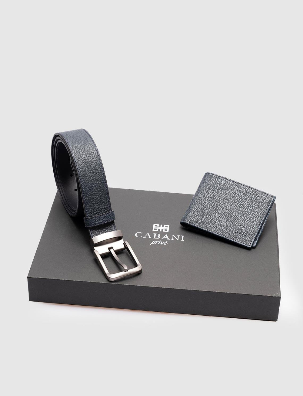 Hakiki Deri Lacivert Erkek Kemer-Cüzdan Set