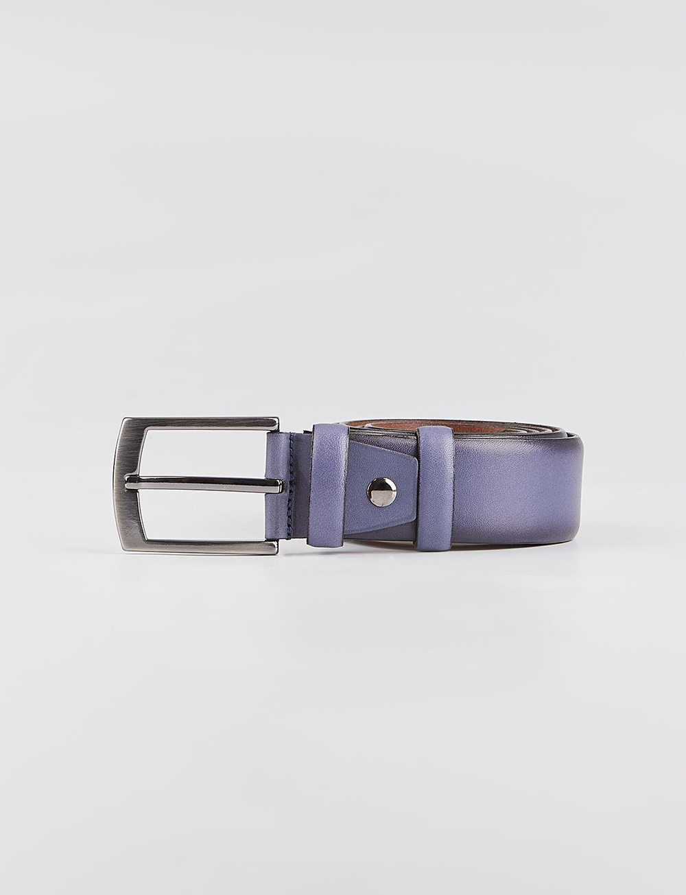 Men Navy Blue Genuine Leather Belt