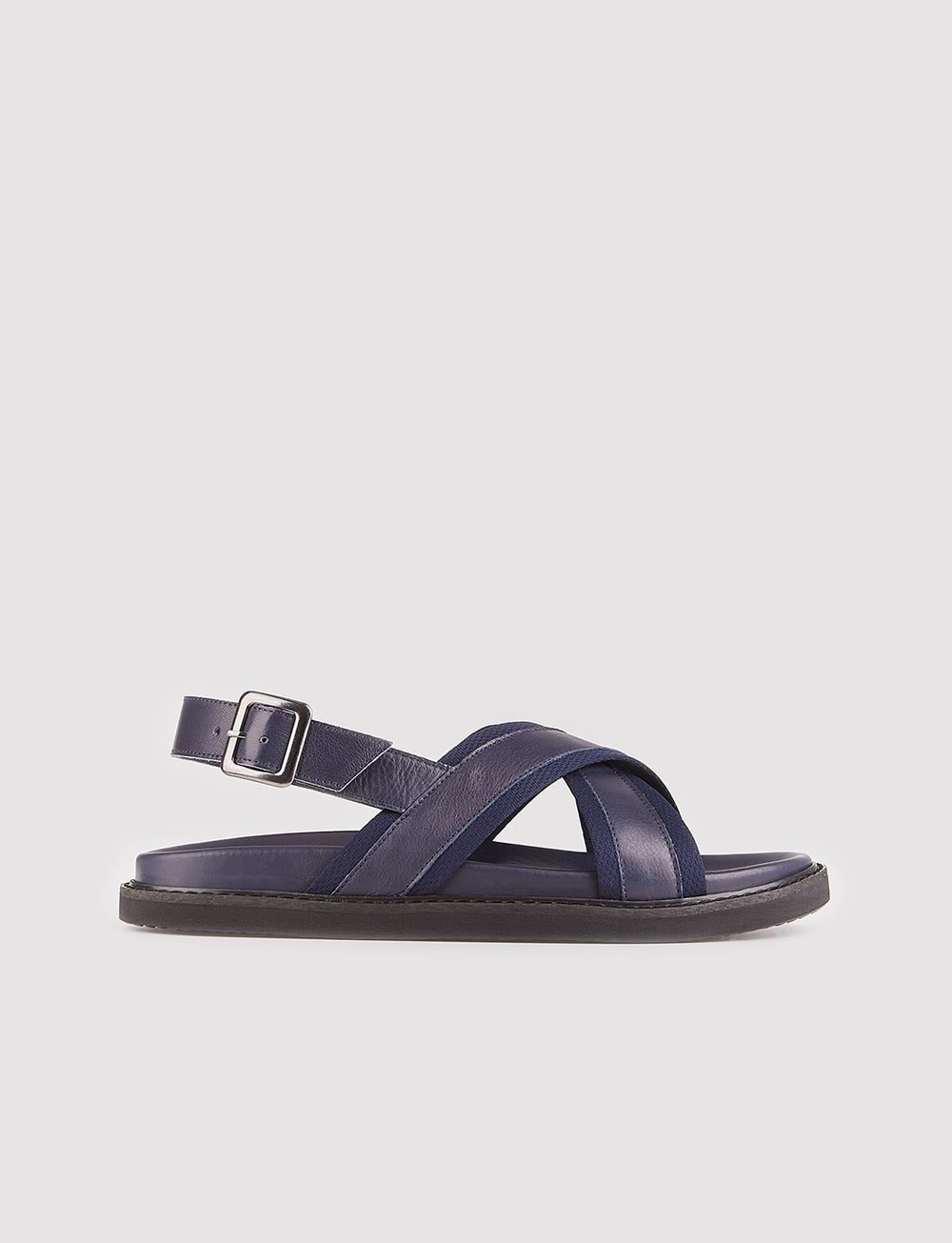 Men Navy Blue Genuine Leather Sandals