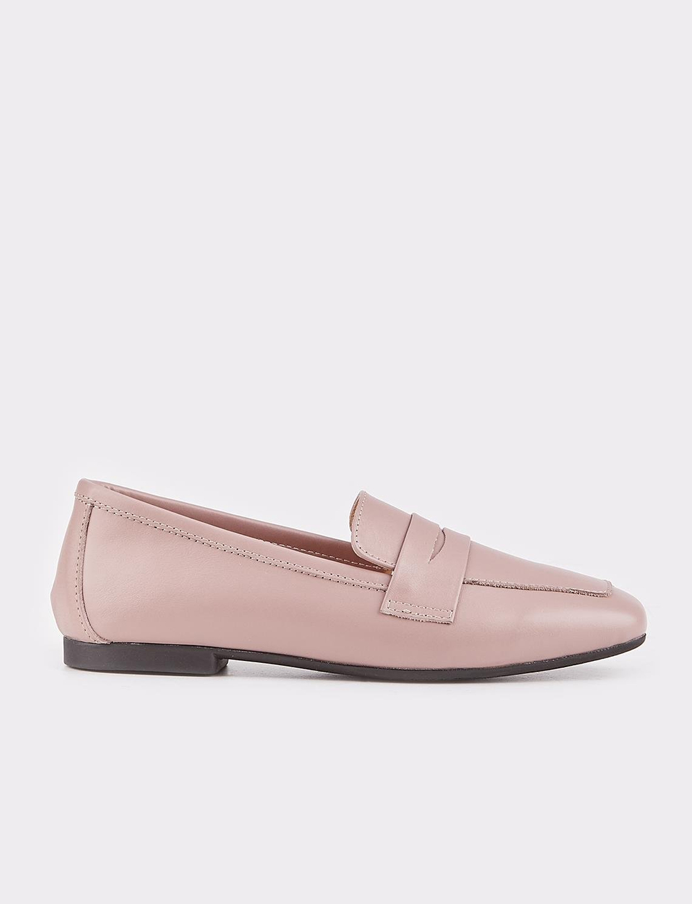 Women Pink Genuine Leather Square Toe Flat Shoes