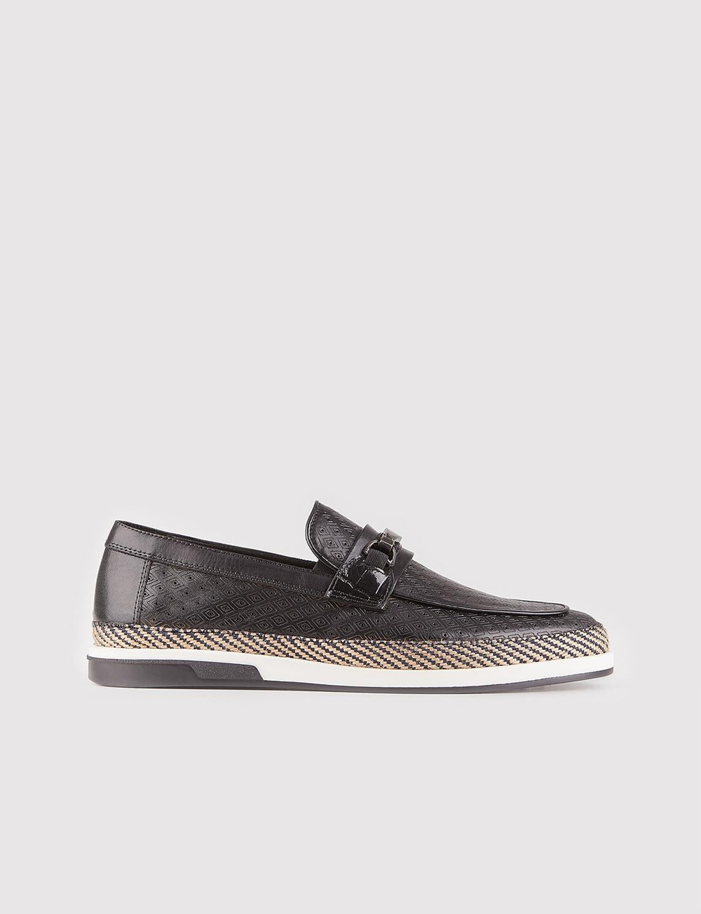 Men Black Genuine Leather Bit Loafers