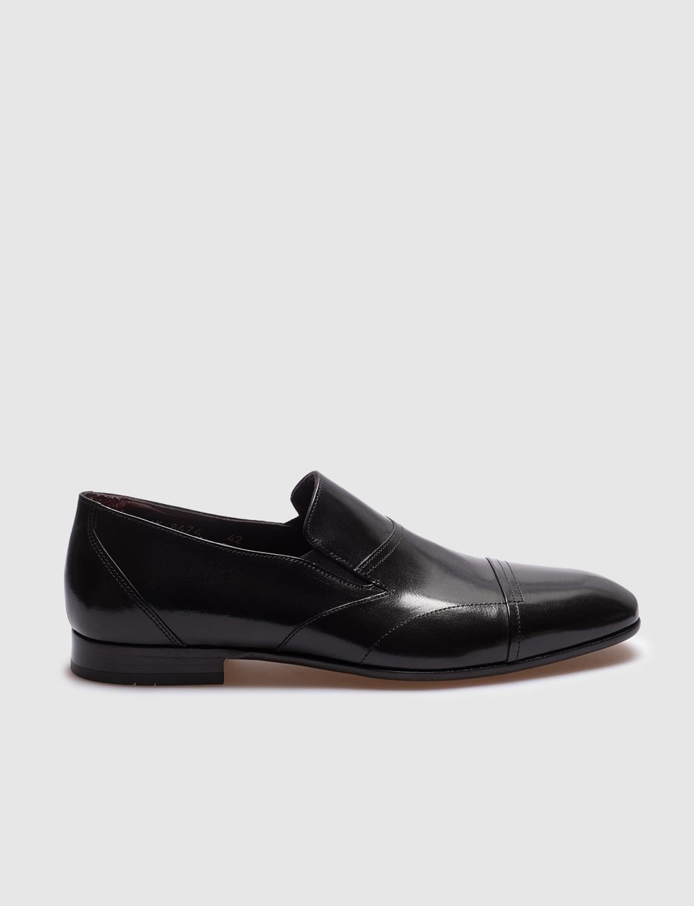 Men Black Genuine Leather Cap Toe Dress Shoes
