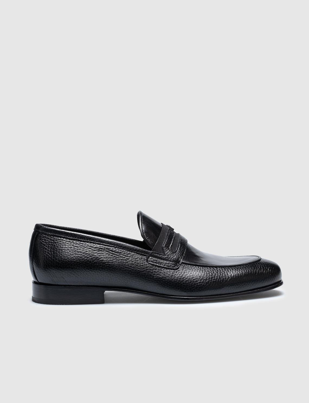 Men Black Genuine Leather Slip On Dress Shoes