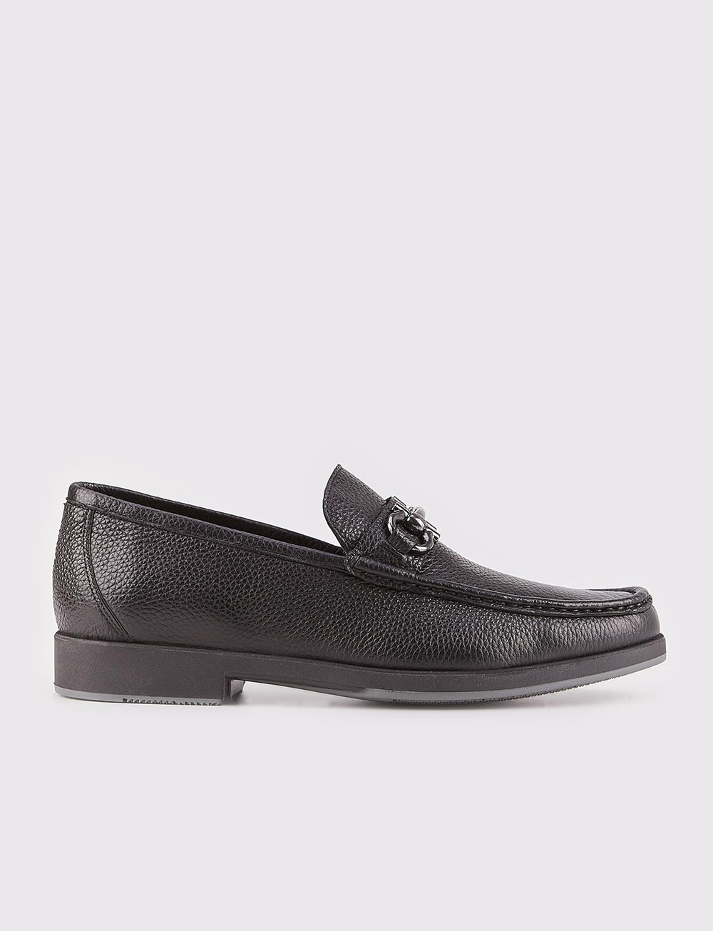 Men Black Genuine Leather Bit Loafers