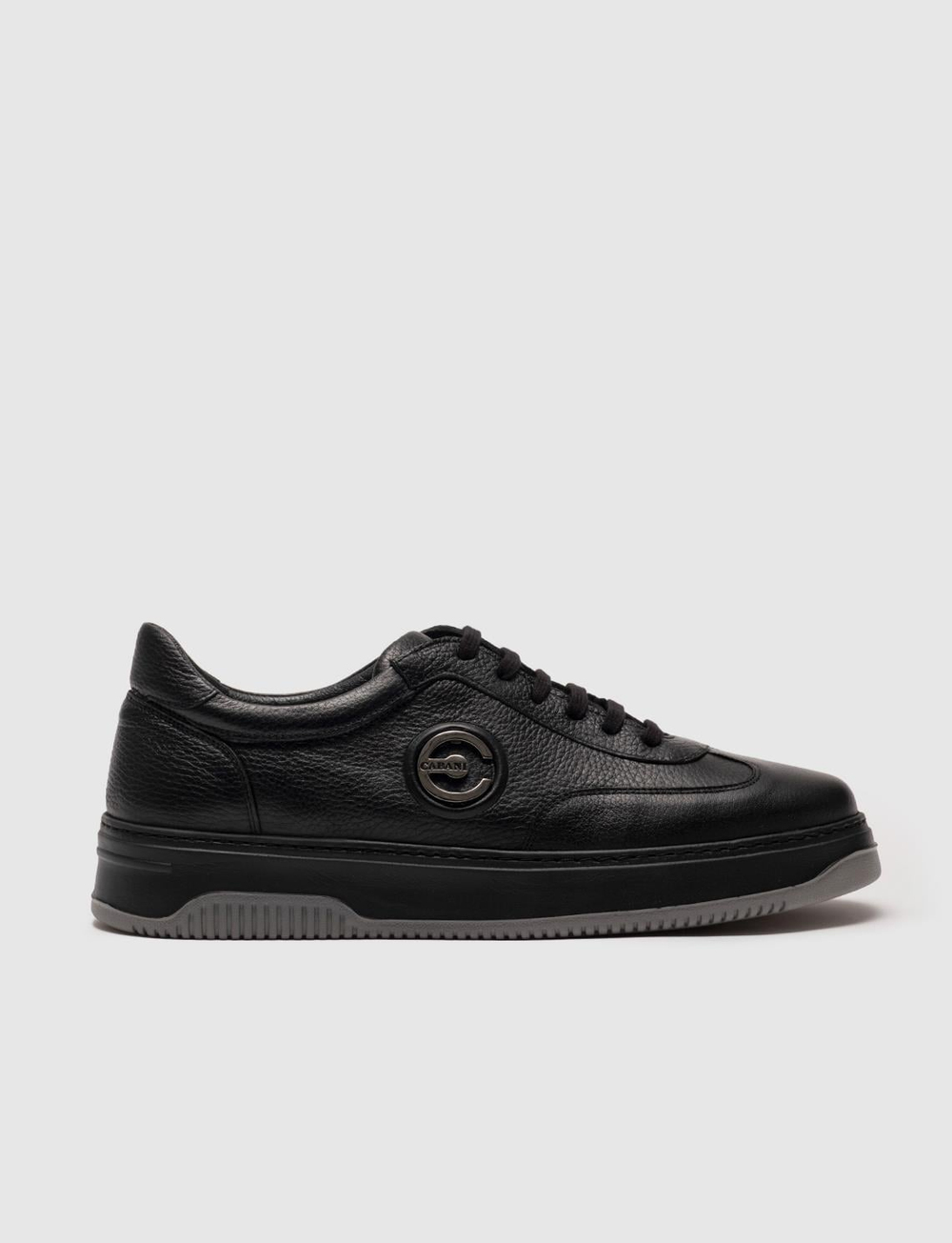 Kauçuk Tabanlı Hakiki Deri Siyah Bağcıklı Erkek Spor Ayakkabı