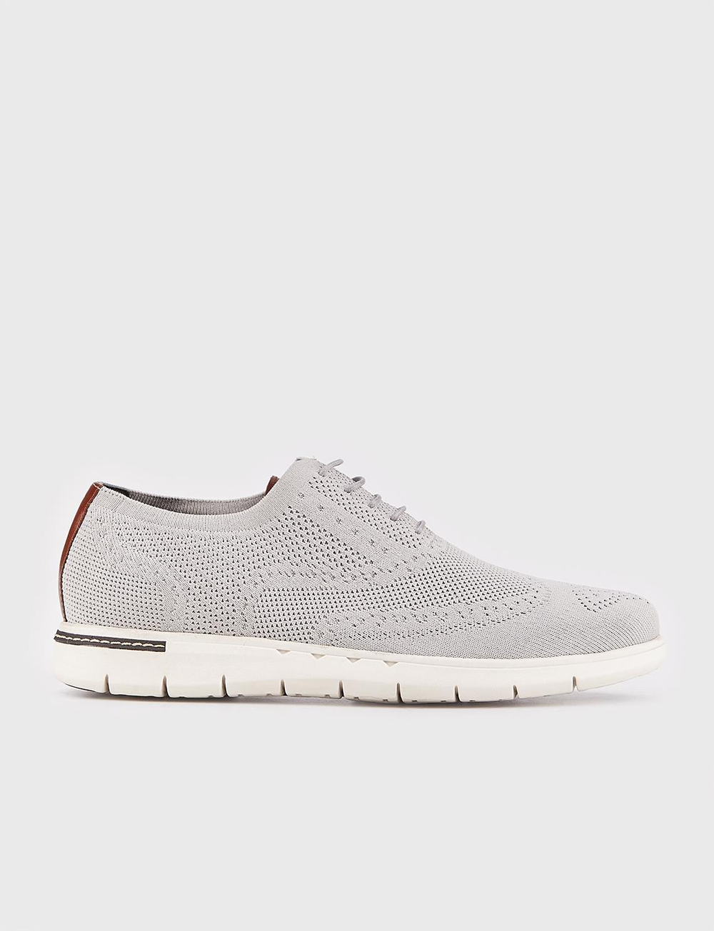 Men Grey Knit Lace Up Casual Shoes