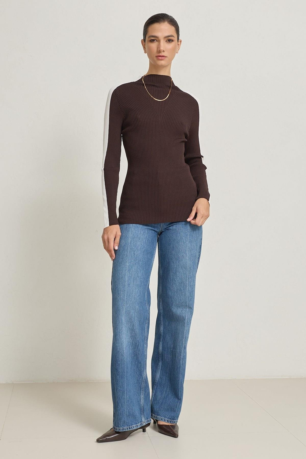 Acı-Kahve Uzun Kollu Şerit Detaylı Triko Kadın Kategorisiz modelleri