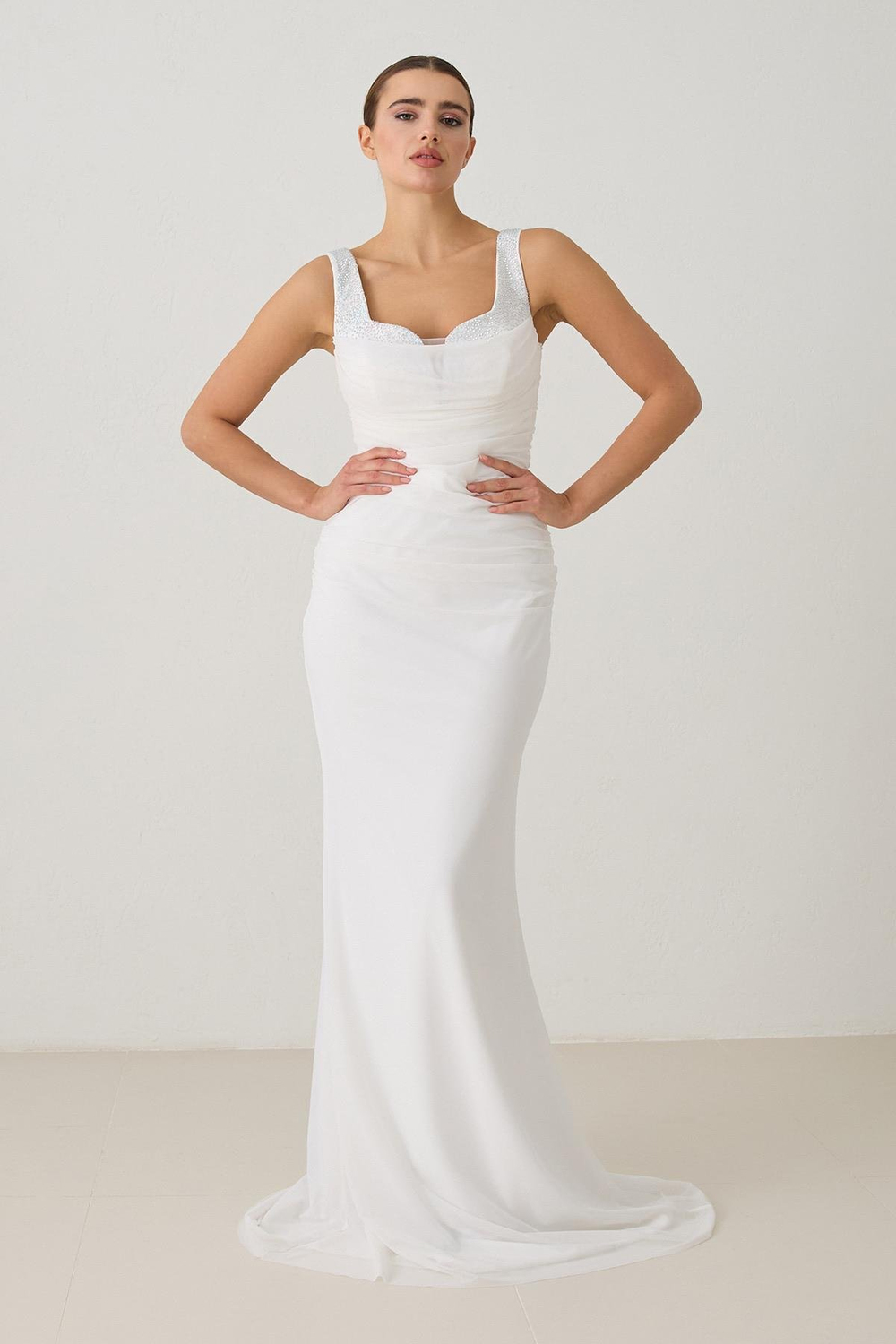 Kemik Zarif Omuz Detaylı Gece Elbisesi Kadın Abiye Elbise modelleri