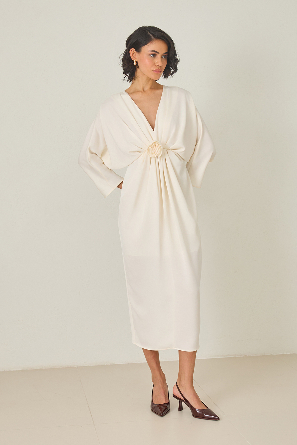 Krem 1YB3WCEL2896 ELBİSE Kadın Günlük Elbise modelleri