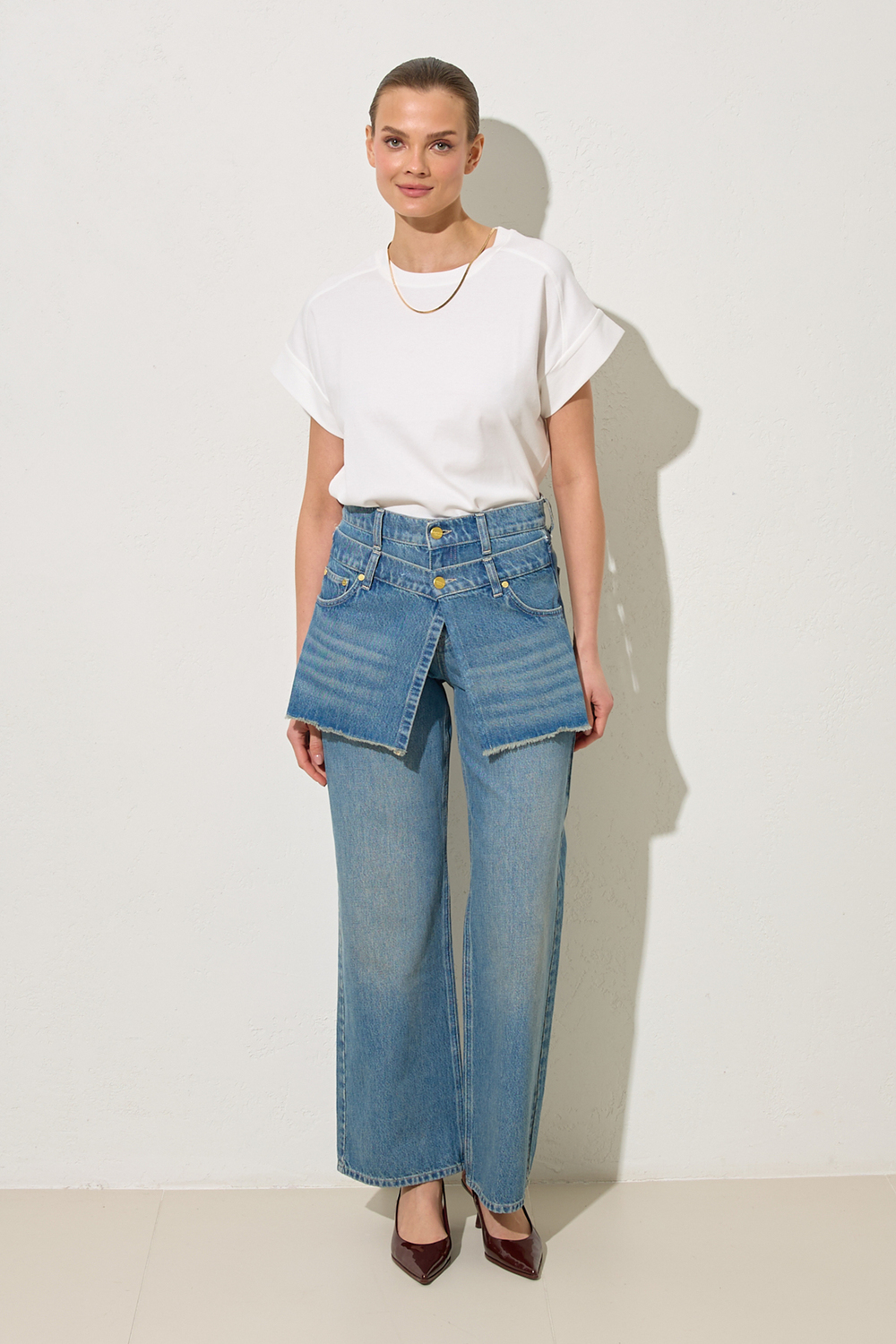 Mavi %100 Pamuk 2 Parça Görünümlü Bel Detaylı Kot Pantolon Kadın Jean modelleri