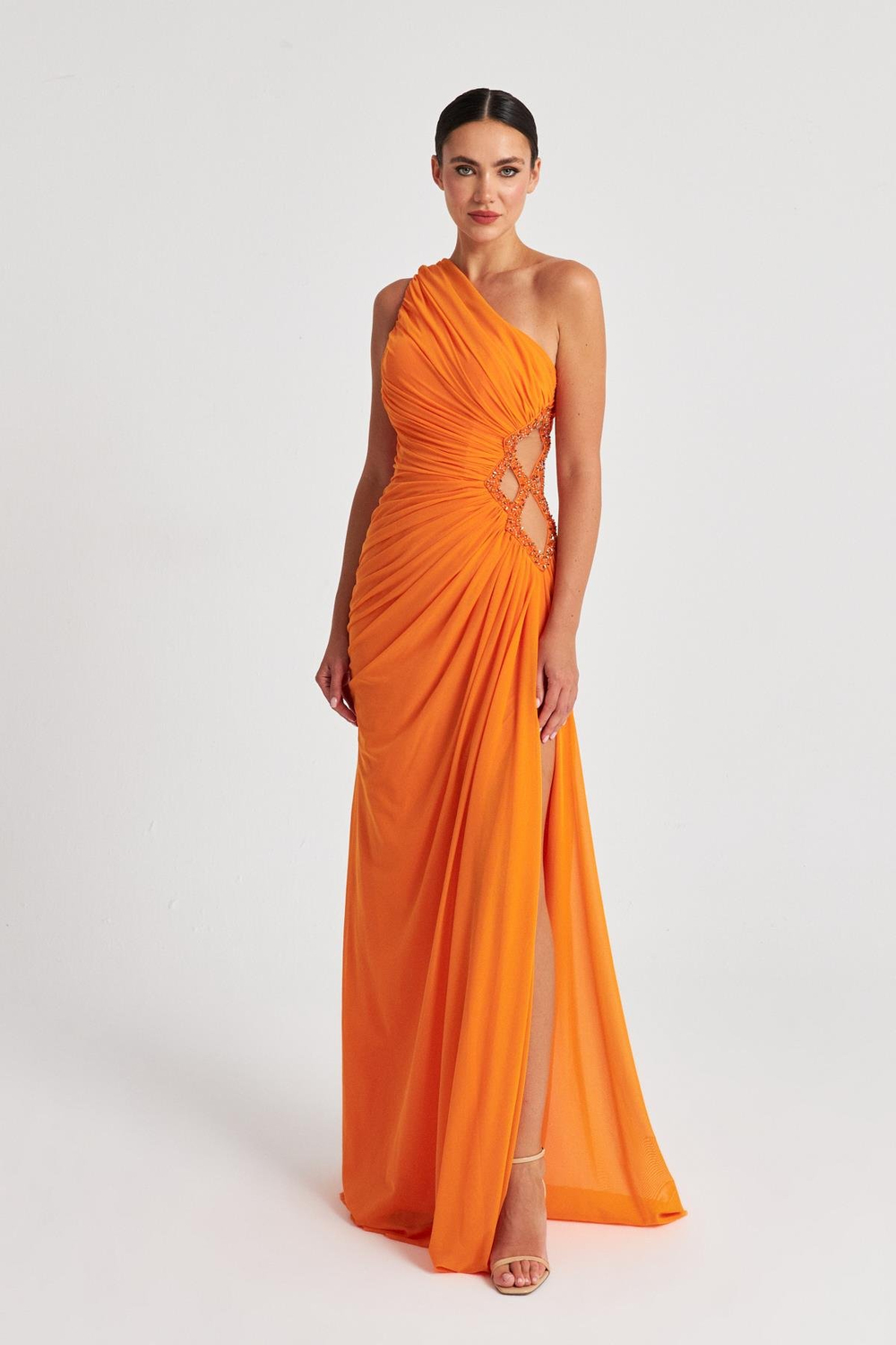 Oranj Tek Omuz Dekolteli Abiye Elbise Kadın Kategorisiz modelleri