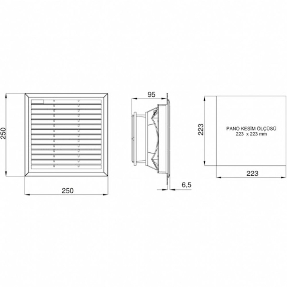 250X250 mm  fan filtresi