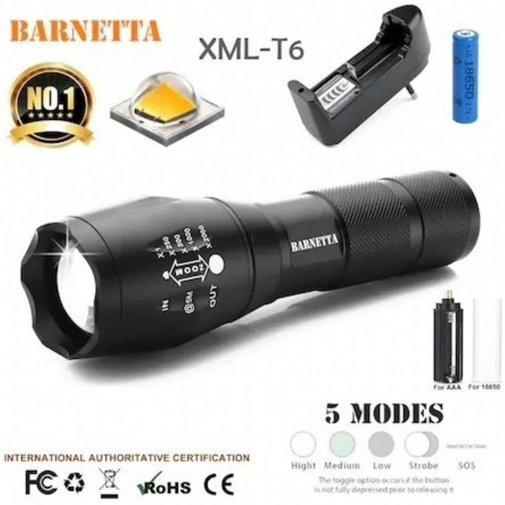 Barnetta BR S20 2000 LÜMEN CREE XML T6 Led Şarjlı El Feneri