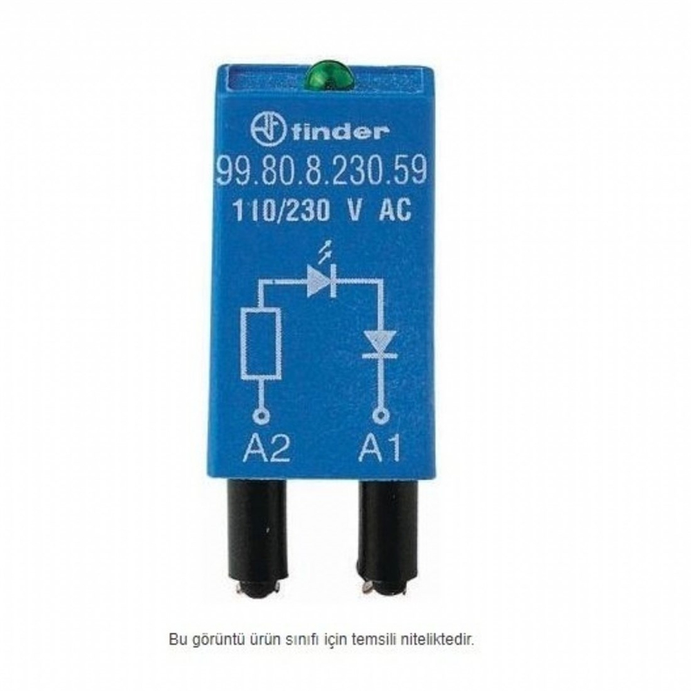 Finder 99.80.9.220.99 Yeşil Led+Diyot Standart Polarizasyon 110-220V DC Modül