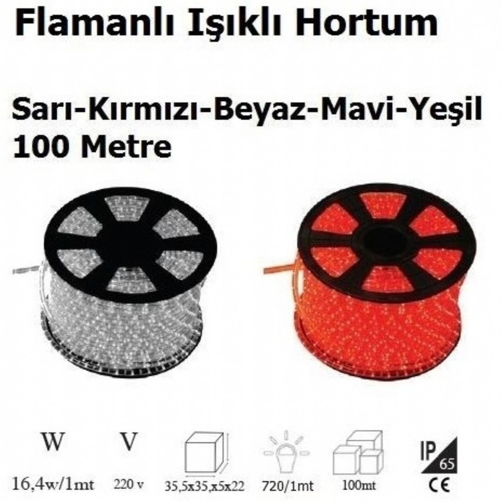 Flamanlı Işıklı Hortum 100 MT