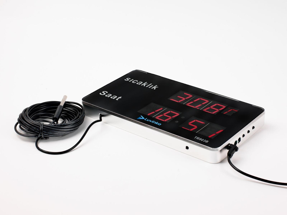 Luvinka TR903B 5m Kablolu Termometre-Saat-Alarm 25cm Ekran