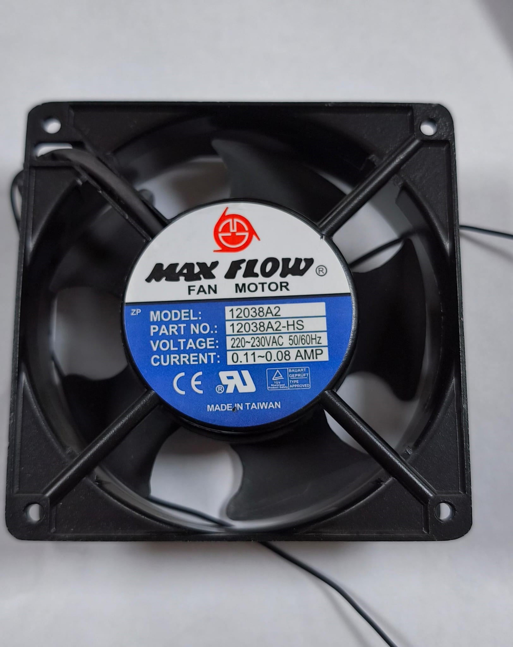 MAX-FLOW 120x12x38 mm 220 VAC Kare FanMAX FLOWKare Fanlar (Kare, Oval, Yuvarlak, Eksenel Fanlar)