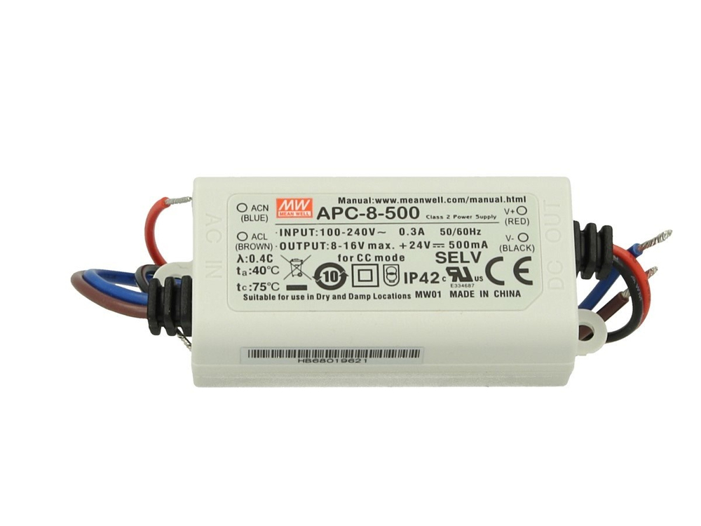 MEANWELL APC 8-500 Plastik Kasa LED Güç KaynağıMEANWELLLED Sürücüleri ve Trafoları