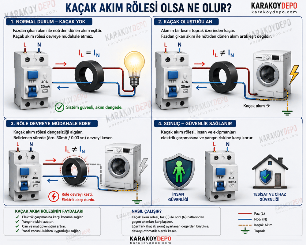 OAG 362 2x40 30 mA 2 Kutuplu Kaçak Akım Rölesi
