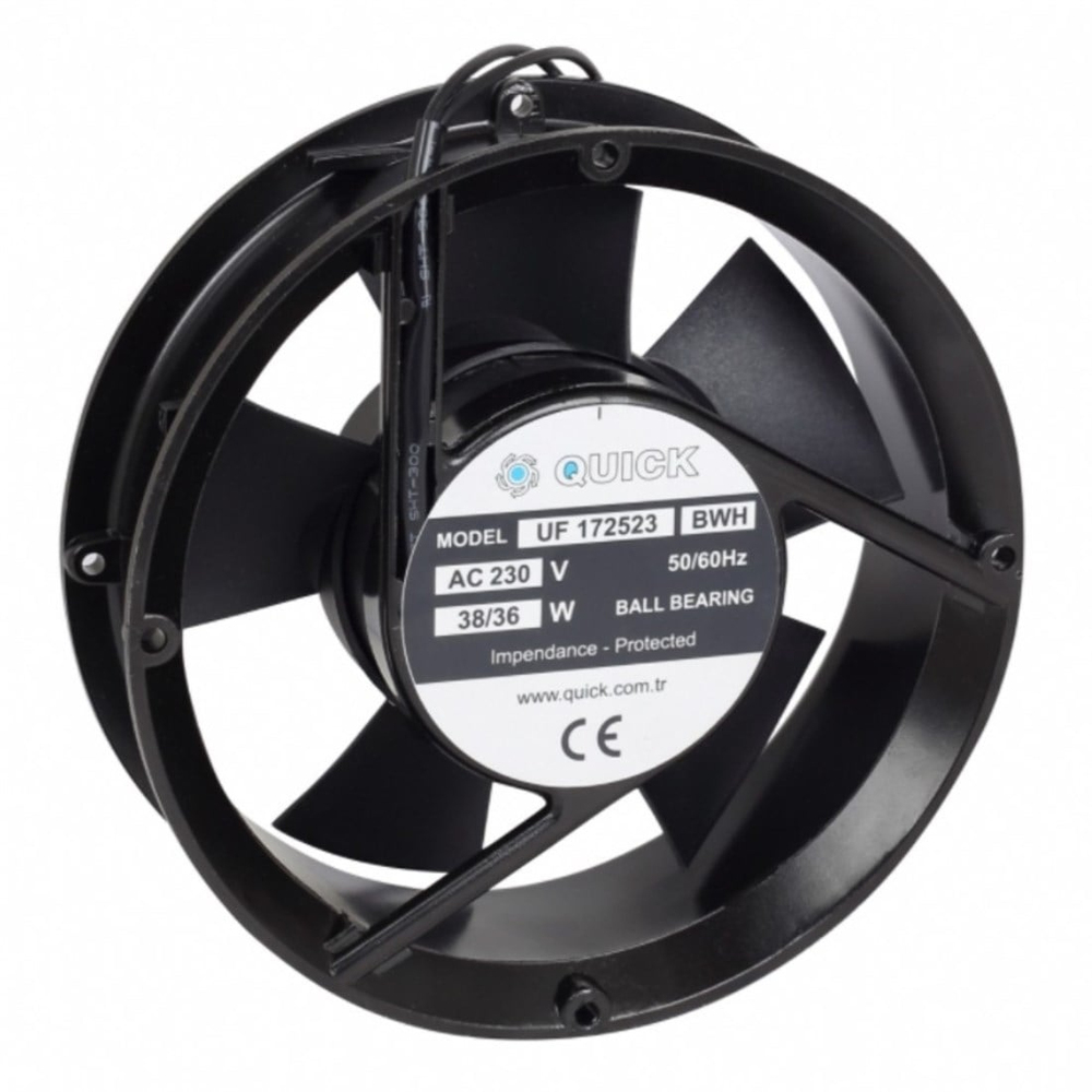 Quick 172x163x51 Rulmanlı Yuvarlak Metal Kasa Fan 230VAC - UF-173823 BWH