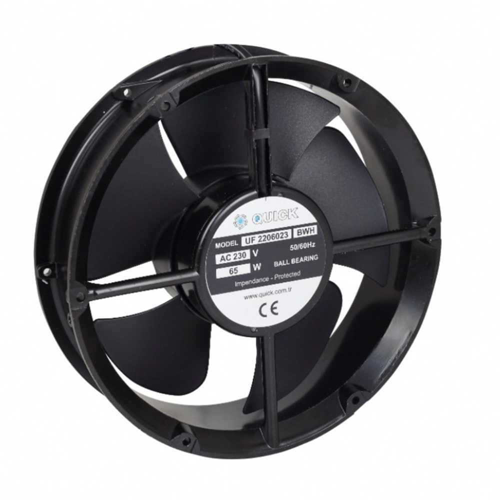Quick 200x200x60 Rulmanlı Yuvarlak Metal Kasa Fan 230VAC - UF-2206023 BWH