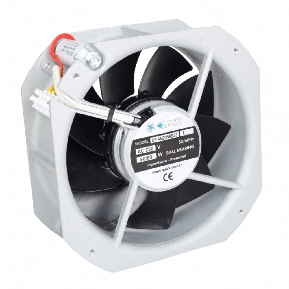 Quick 225x225x80 Rulmanlı Metal Kasa Fan 230VAC - UF-AM2258B23L