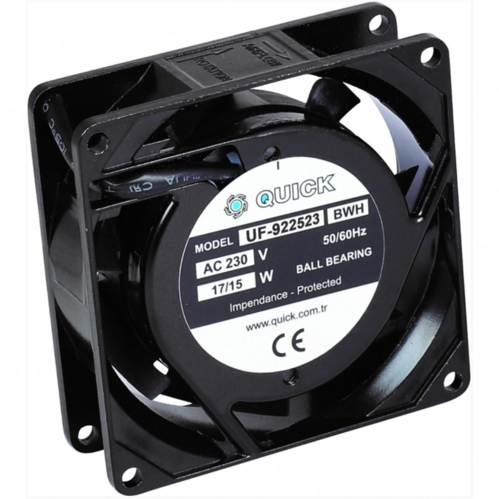 Quick 92x92x25 Rulmanlı Metal Kasa Fan 230VAC - UF-922523 BWH