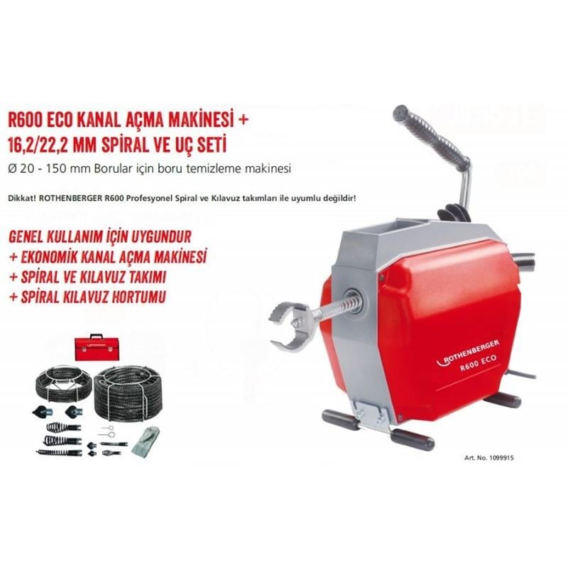 ROTHENBERGER 1099915 R600 ECO Seri Kanal Açma Mak 16.3+22.2mm Spiral St