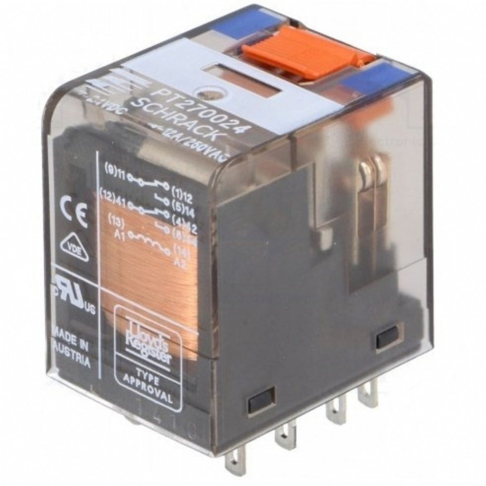 Schrack PT270024 024VDC 2 C/O 12A End. Röle