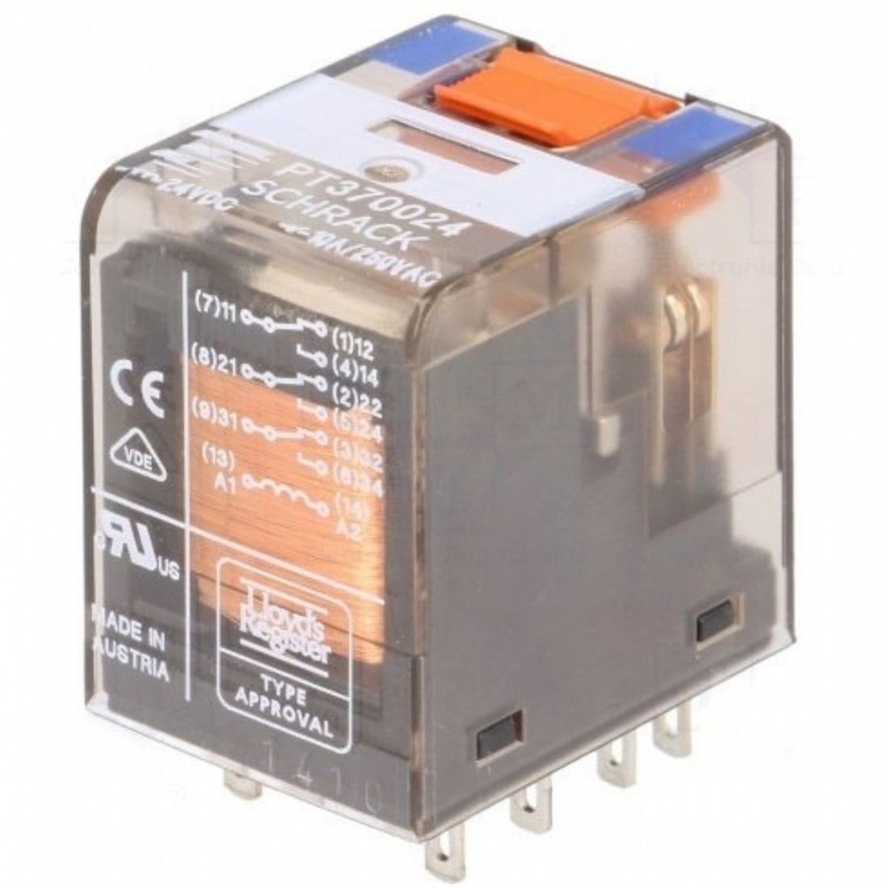 Schrack PT370024 024VDC 3 C/O 10A End. Röle