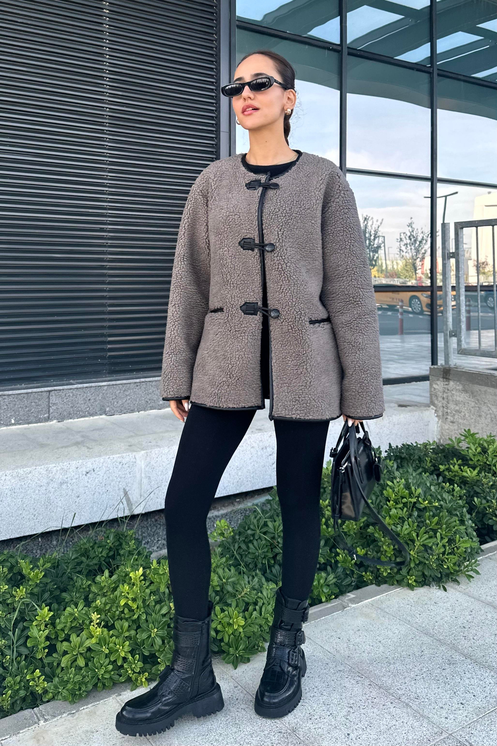 Antrasit Kürklü Mont - Kadın Mont Modelleri - Nazliye Moda - Kadın Giyim Modası