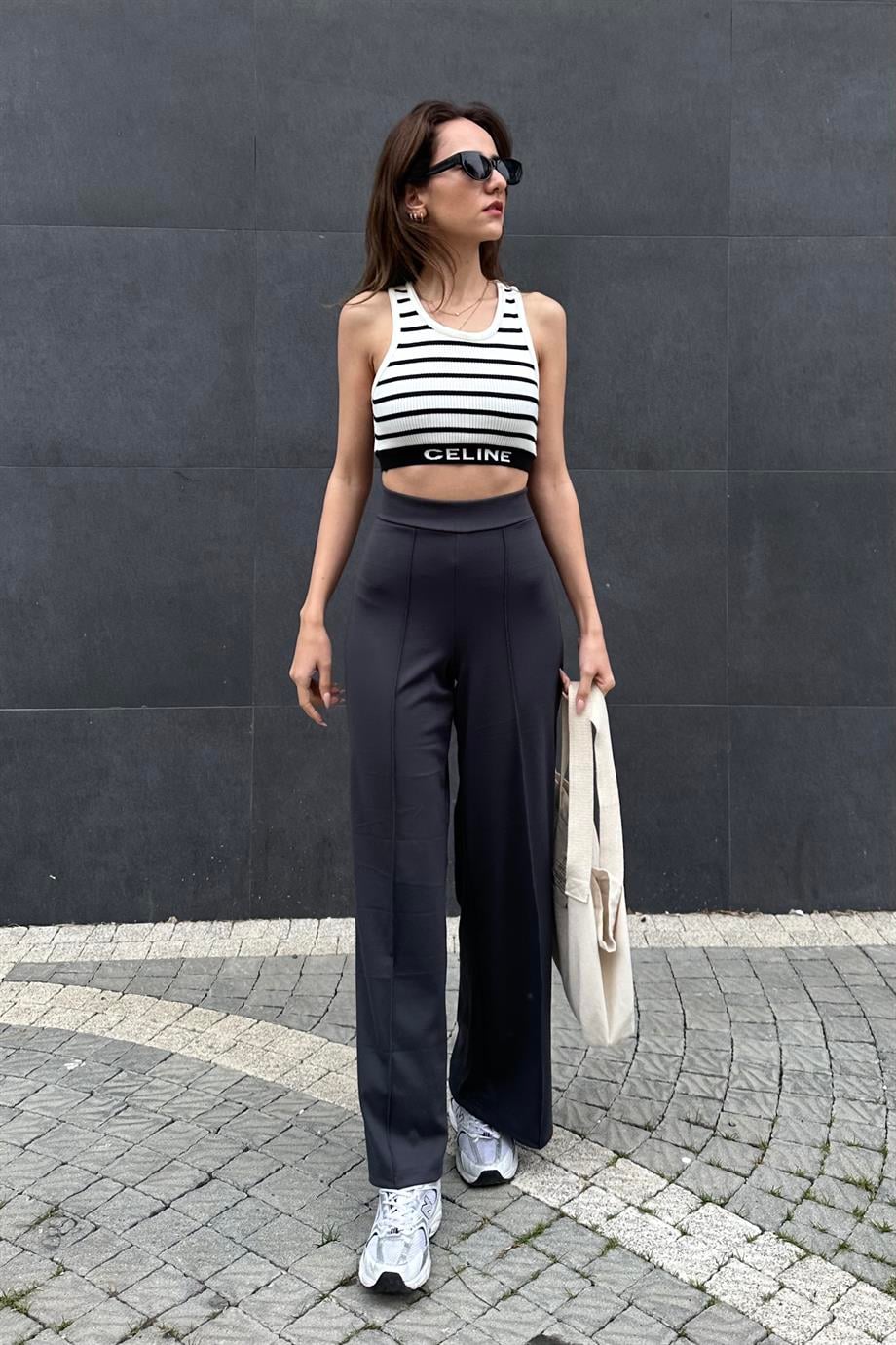 Antrasit Likralı Modal Pantolon - Kadın Pantolon Modelleri - Nazliye Moda | Kadın Giyim Modası