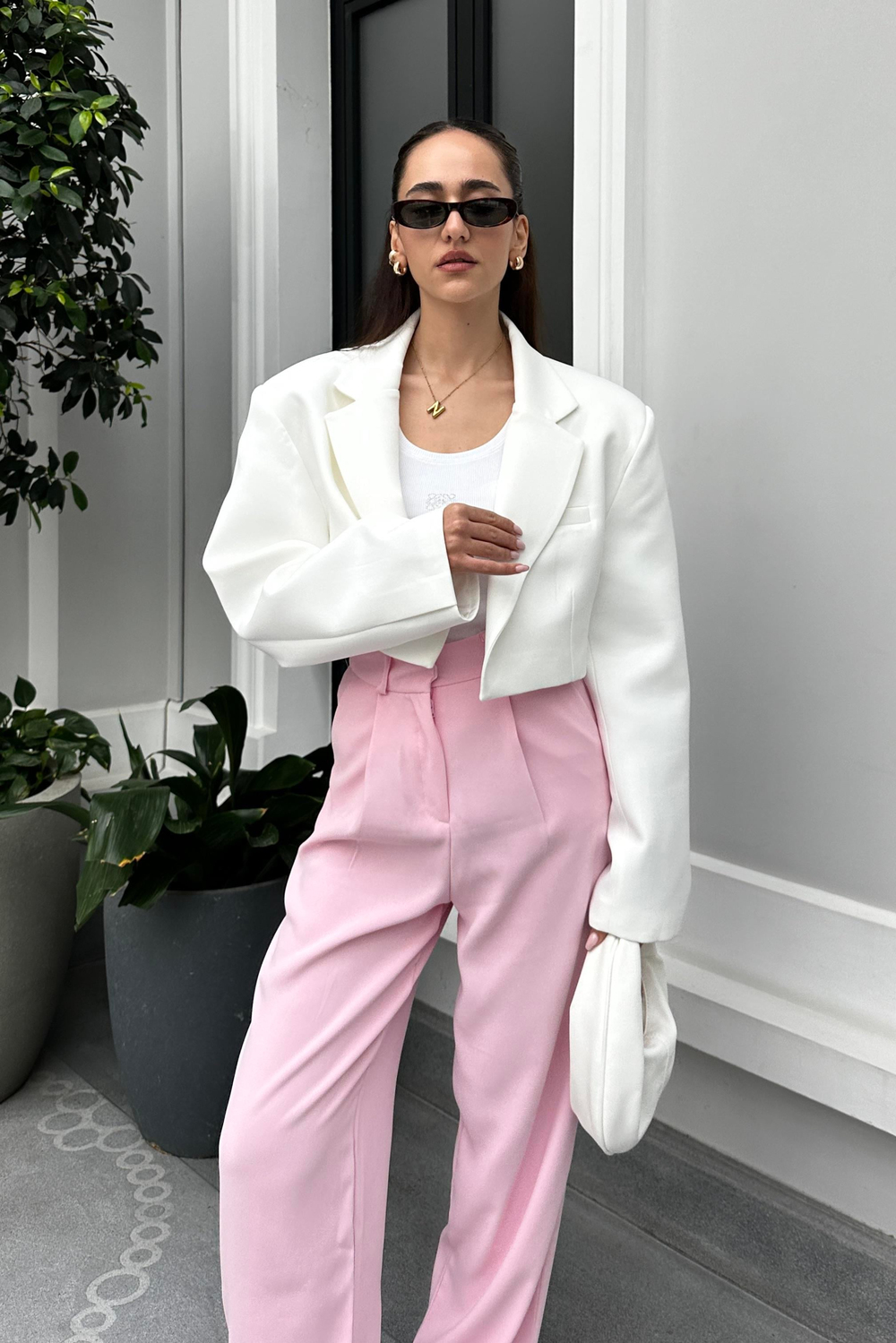 Beyaz Vatkalı Premium Blazer Ceket - Kadın Blazer Ceket Modelleri - Nazliye Moda - Kadın Giyim Modası