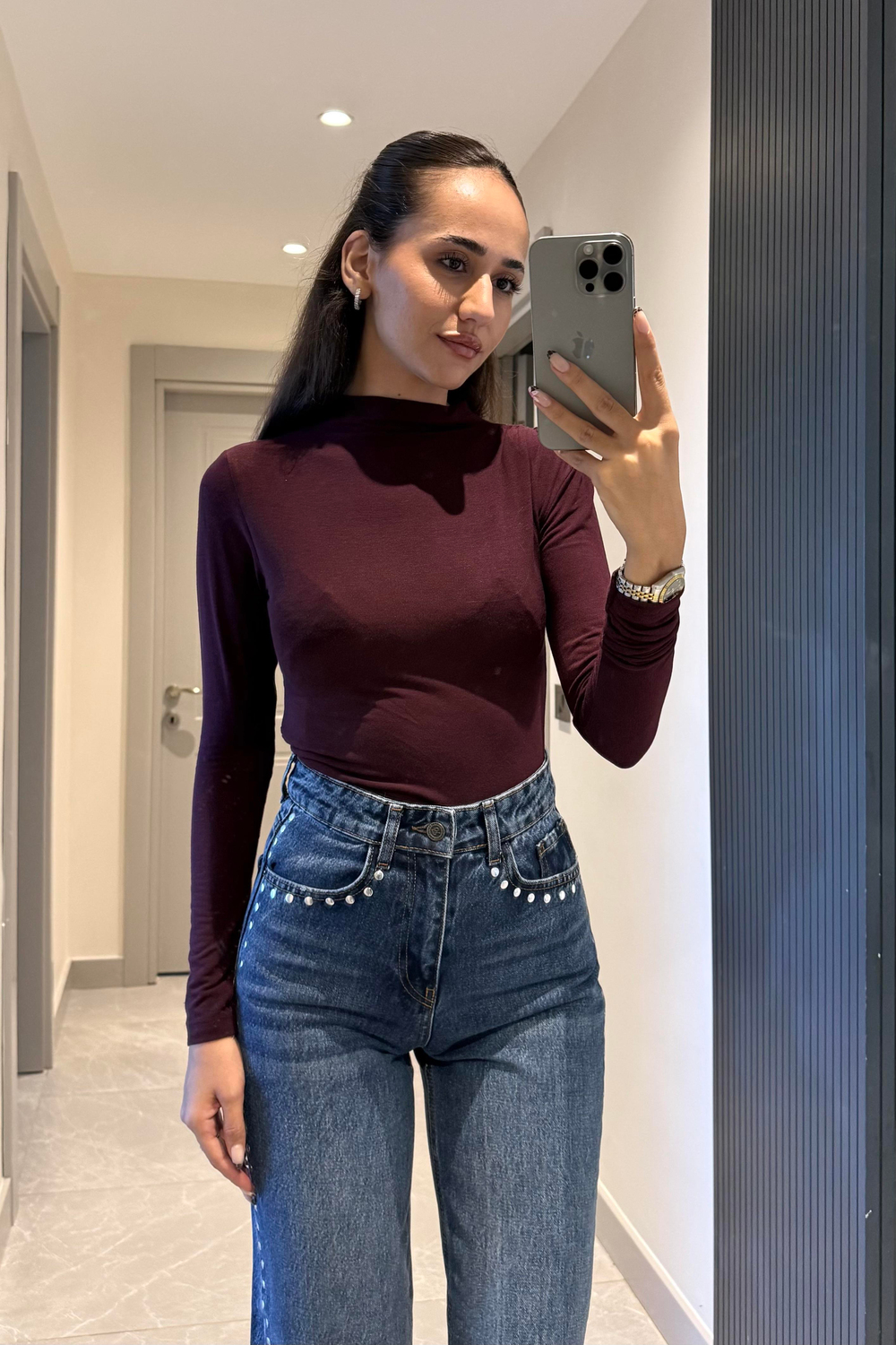 Bordo Büzgülü Dekolte Basic Bluz - Kadın Bluz Modelleri - Nazliye Moda | Kadın Giyim Modası