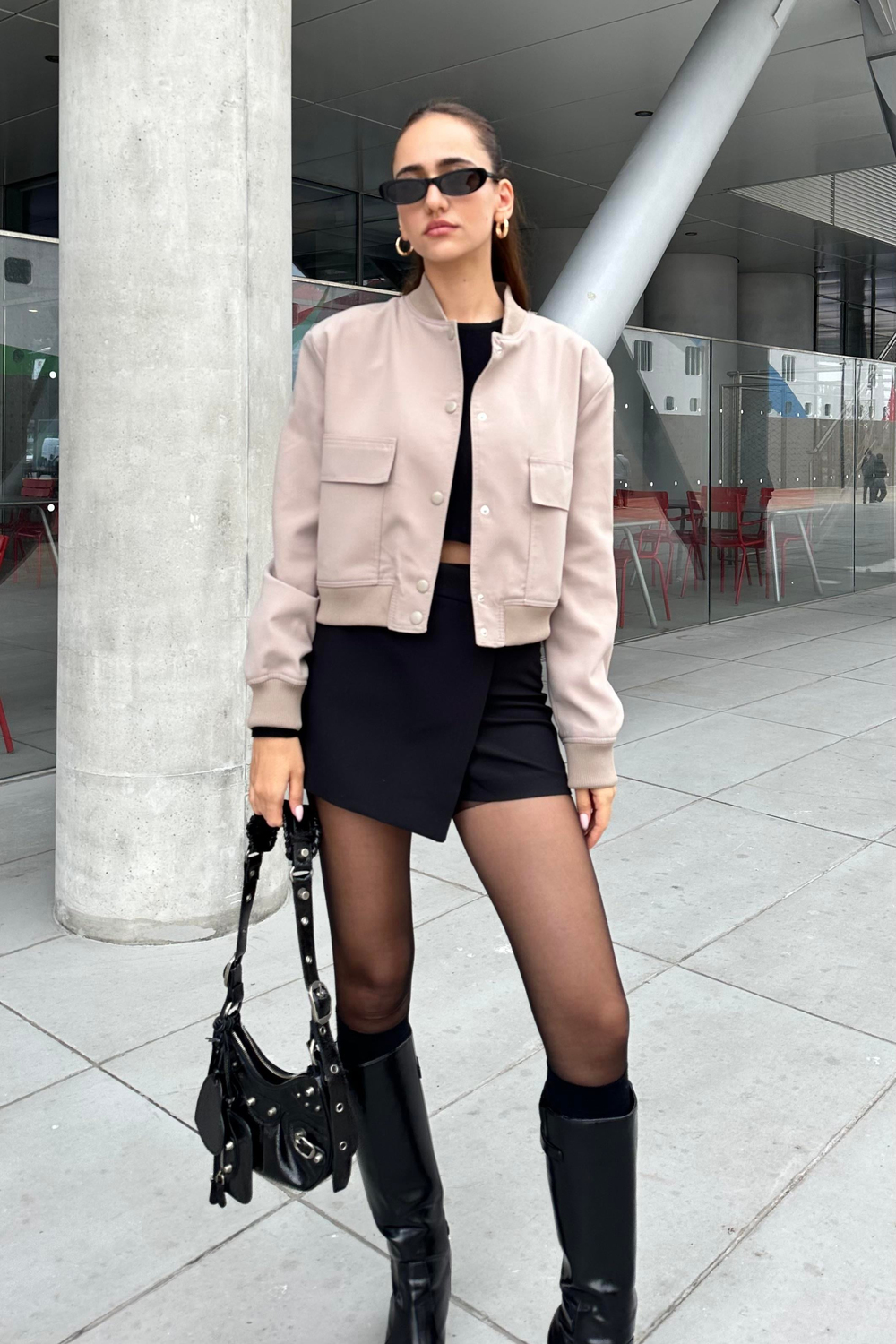 Çağla Yeşili Geniş Cepli Bomber Ceket - Kadın Ceket Modelleri - Nazliye Moda - Kadın Giyim Modası