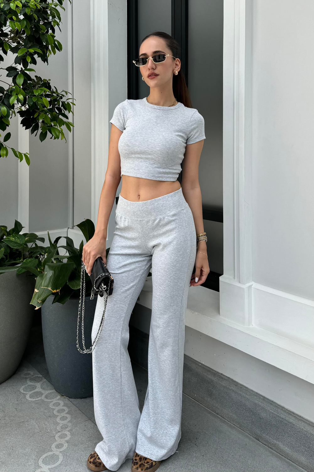 Gri Basic Takım - Kadın Takım Modelleri - Nazliye Moda - Kadın Giyim Modası