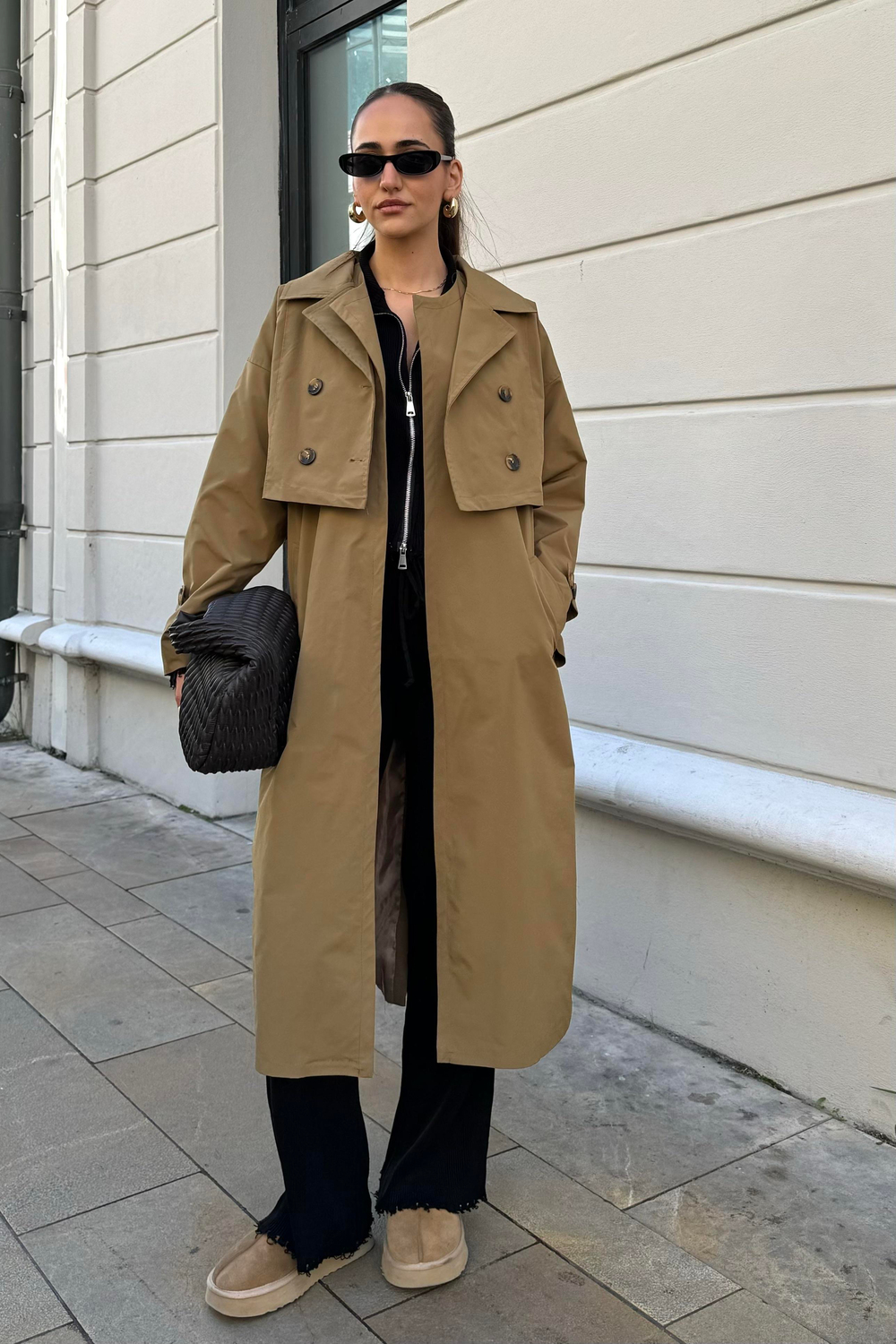 Haki Nazliye Tasarım Trençkot - Kadın Trençkot Modelleri - Nazliye Moda | Kadın Giyim Modası