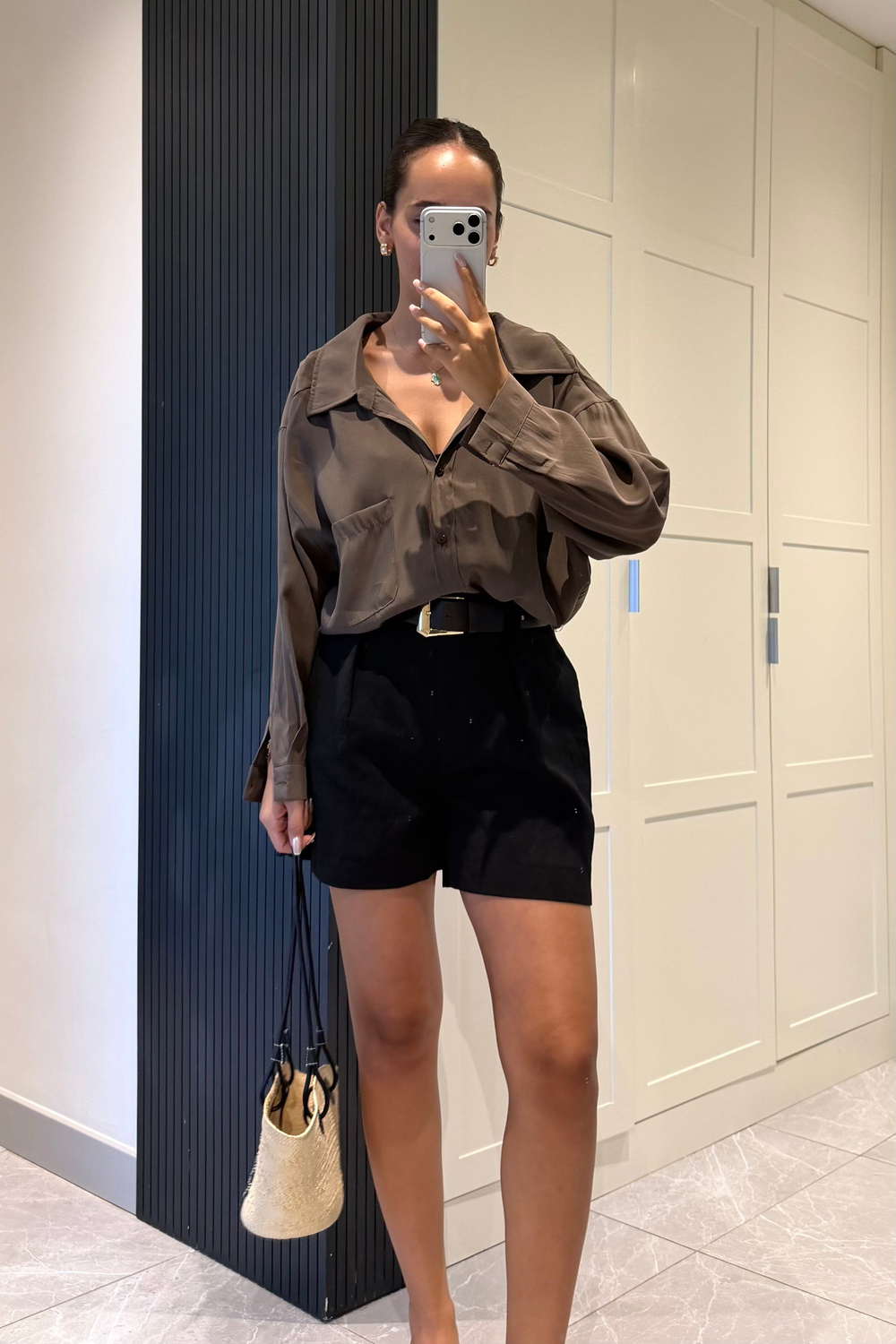Haki Oversize Gömlek - Kadın Gömlek Modelleri - Nazliye Moda | Kadın Giyim Modası