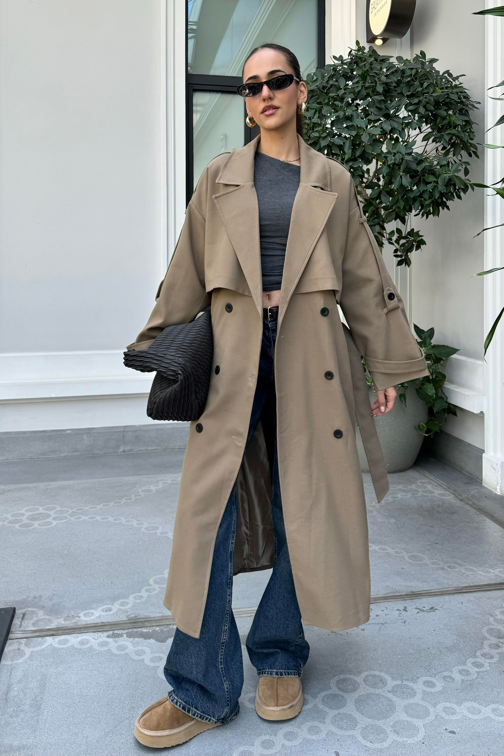 Haki Oversize Premium Trençkot - Kadın Trençkot Modelleri - Nazliye Moda | Kadın Giyim Modası