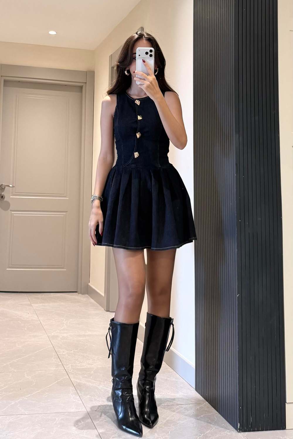 İndigo Mavi Mini Denim Elbise - Kadın Elbise Modelleri - Nazliye Moda | Kadın Giyim Modası