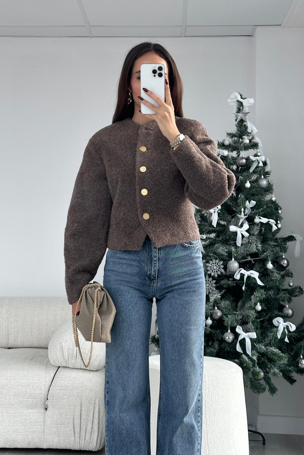 Kahve Belden Oturma Kaşe Ceket - Kadın Ceket Modelleri - Nazliye Moda | Kadın Giyim Modası