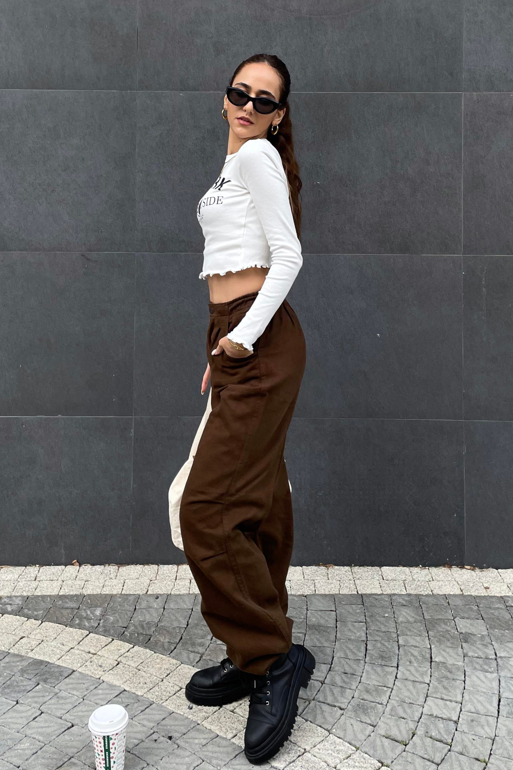 Kahverengi Gabardin Jogger Pantolon - Kadın Pantolon Modelleri - Nazliye Moda | Kadın Giyim Modası