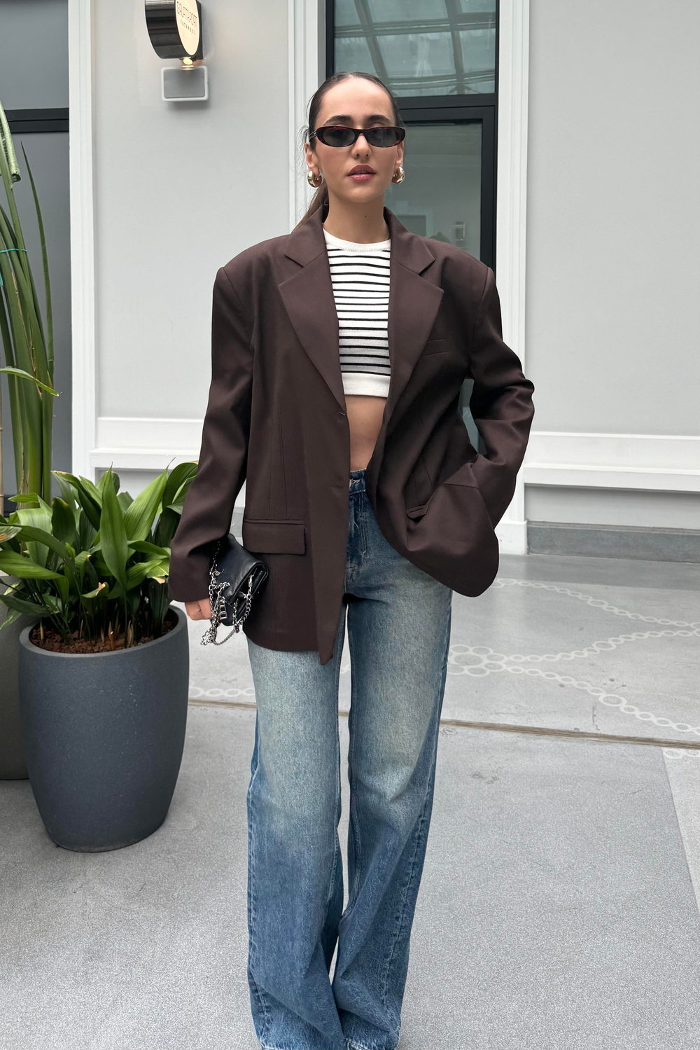 Kahverengi Oversize Blazer Ceket - Kadın Blazer Ceket Modelleri - Nazliye Moda | Kadın Giyim Modası